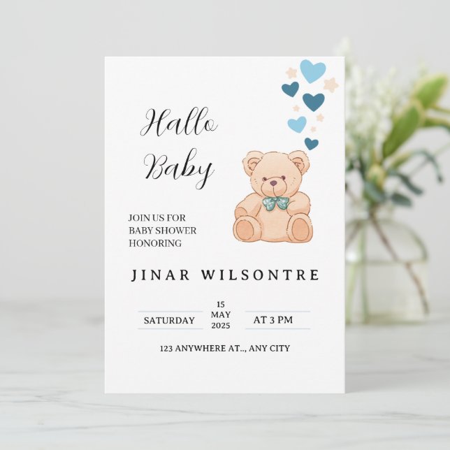 Invitación Bienvenido pequeño (Anverso de pie)