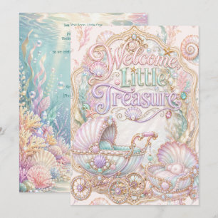 Invitación Bienvenido pequeño tesoro Pastel Bajo el Mar Bebé 