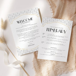 Invitación Bienvenido/Tarjeta Itineraria del Boda de cuadros 