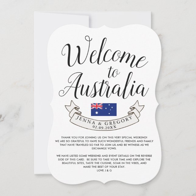 Invitación Bienvenidos a Australia | Personalizado de bodas d (Anverso)