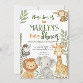 Invitación Bienvenidos a Baby Shower Baby Animals