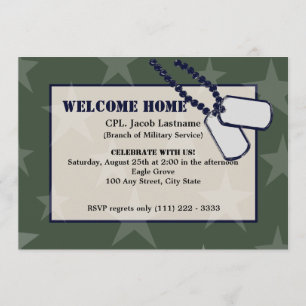 Invitación Bienvenidos a casa Estrellas verdes militares y et