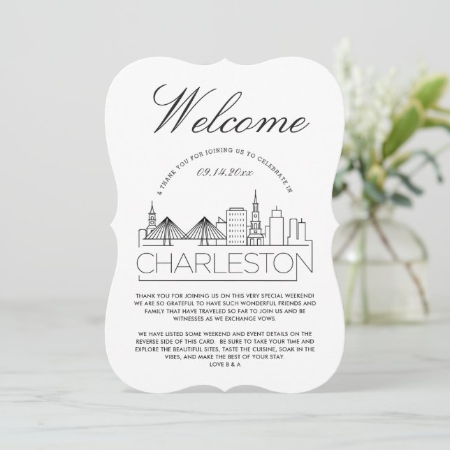 Invitación Bienvenidos a Charleston | Detalles para invitados (Anverso de pie)