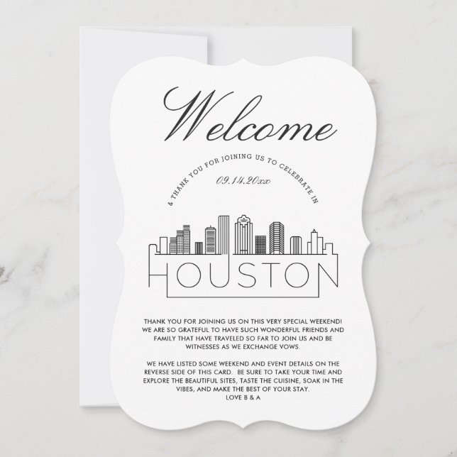 Invitación Bienvenidos a Houston | Detalles de invitados (Anverso)