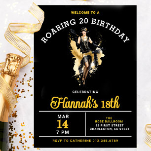 Invitación Bienvenidos a la Roaring 20 18th Birthday Party