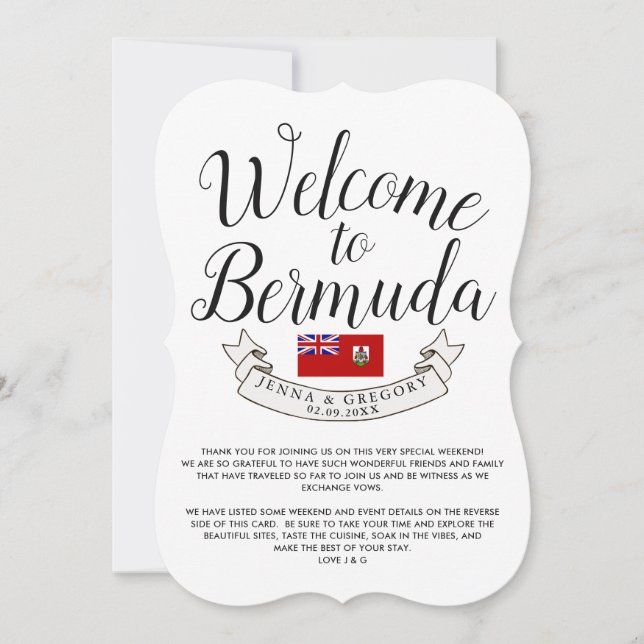 Invitación Bienvenidos a las Bermudas | Favor de la boda de d (Anverso)