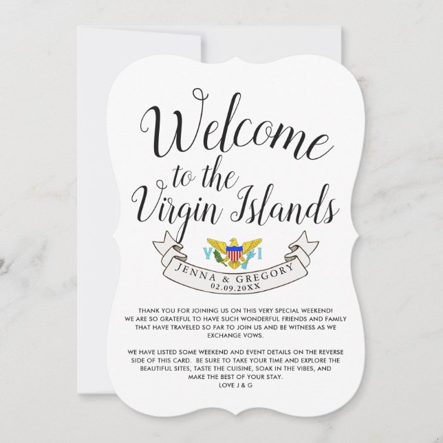 Invitación Bienvenidos a las Islas Vírgenes | Boda de destino (Anverso)