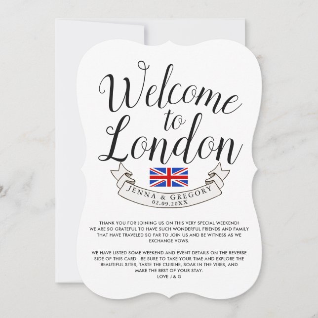 Invitación Bienvenidos a Londres | Personalizado de bodas de  (Anverso)