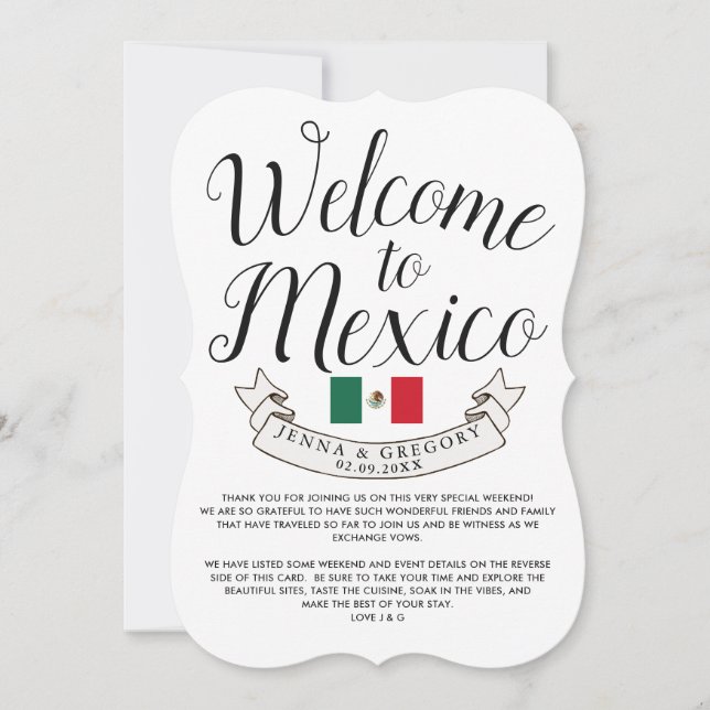 Invitación Bienvenidos a México | Personalizado de bodas de d (Anverso)