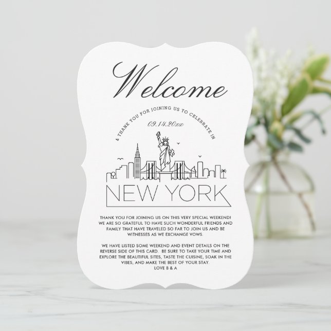 Invitación Bienvenidos a Nueva York | Detalles de los invitad (Anverso de pie)
