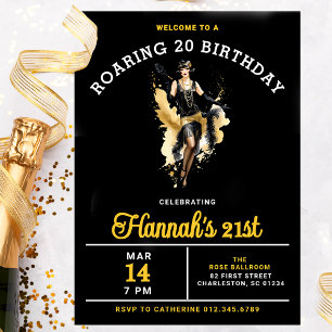 Invitación Bienvenidos a un Roaring 20 21º Fiesta de cumpleañ