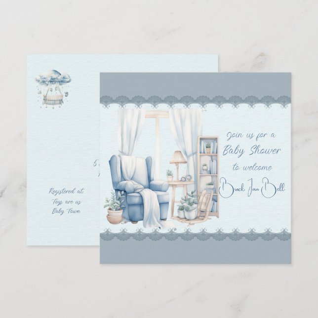 Invitación Bienvenidos a una ducha de bebé (Anverso / Reverso)