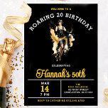 Invitación Bienvenidos a una Roaring 20 50th Birthday Party<br><div class="desc">La invitación a la fiesta de cumpleaños moda Roaring 20 incluye un chica flapper bailando en el centro. La llamativa combinación de colores negro,  dorado y blanco seguramente generará emoción cuando los huéspedes reciban su invitación.</div>