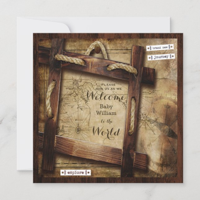 Invitación Bienvenidos al Baby Shower Mundial (Anverso)