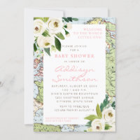Bienvenidos Al Baby Shower Rosa Del Mapa Floral Mu