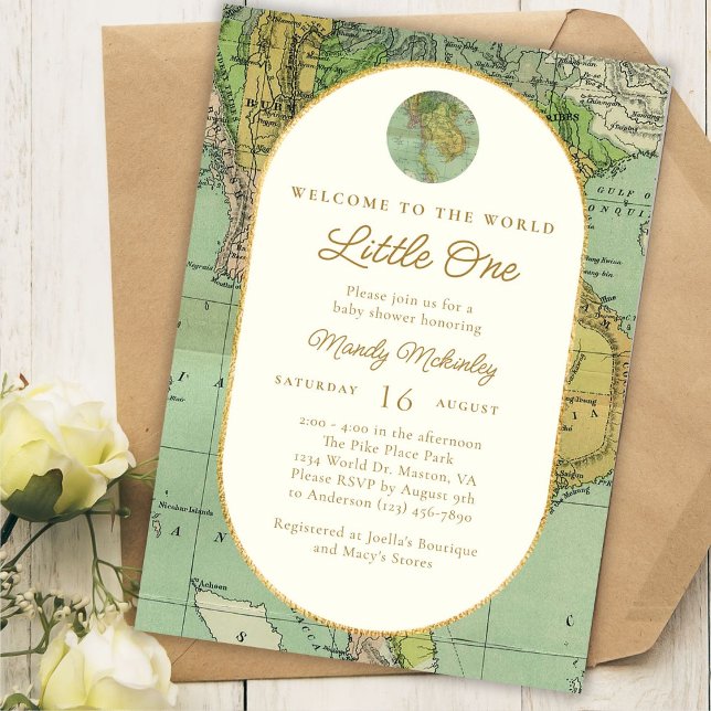 Invitación Bienvenidos al Baby Shower World Travel (Subido por el creador)