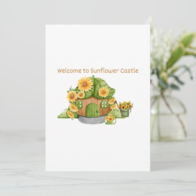 Invitación Bienvenidos al Castillo de los Girasoles en un (Anverso de pie)