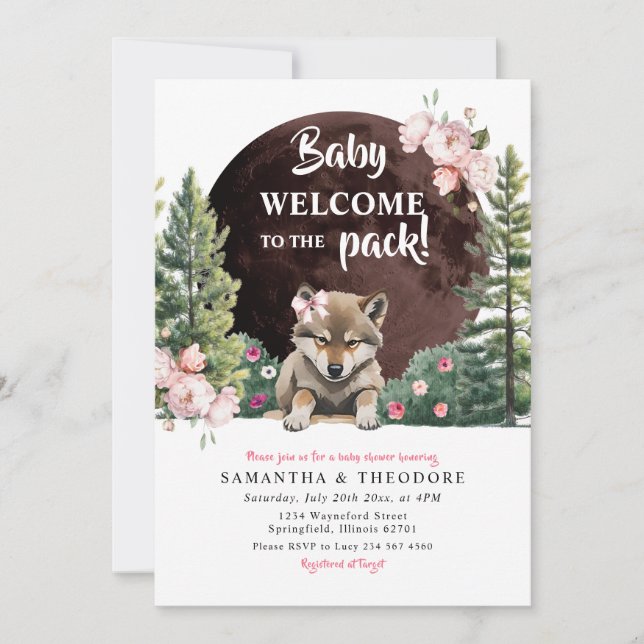 Invitación Bienvenidos Al Chica De Pack Floral Baby Shower (Anverso)