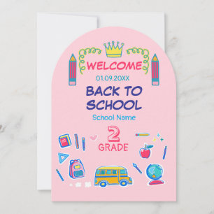 Invitación Bienvenidos de vuelta al colegio de segundo grado