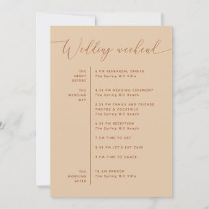 Invitación Bienvenidos & Itinerario Boda Arena tibia meloco