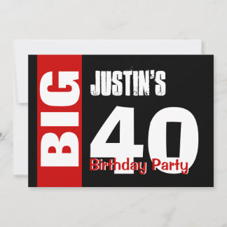 Invitación Big 40 Nacimiento blanco rojo moderno B394