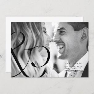 Invitación Big Ampersand Black Whit Save the Date Photo Card