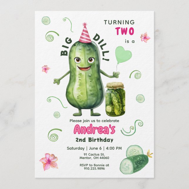 Invitación Big Dill Pickle Girl Birthday Any Age (Anverso)