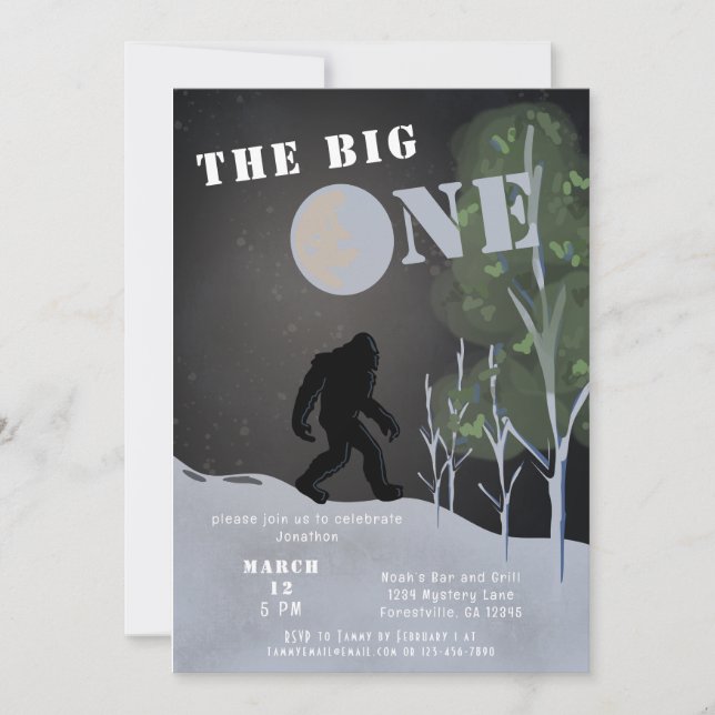 Invitación Big Foot Big One First Birday (Anverso)