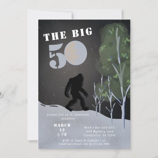 Invitación Big Foot Wild Adventure 50 cumpleaños (Anverso)
