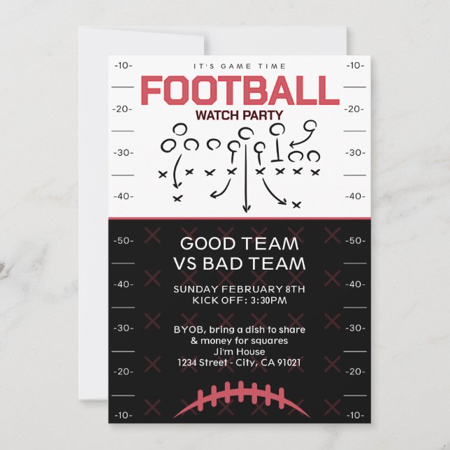 Invitación BIG GAME Football Party Invitation (Anverso)