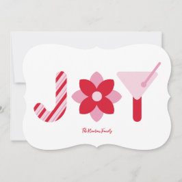 Invitación Big Joy Red and Pink Holiday Card