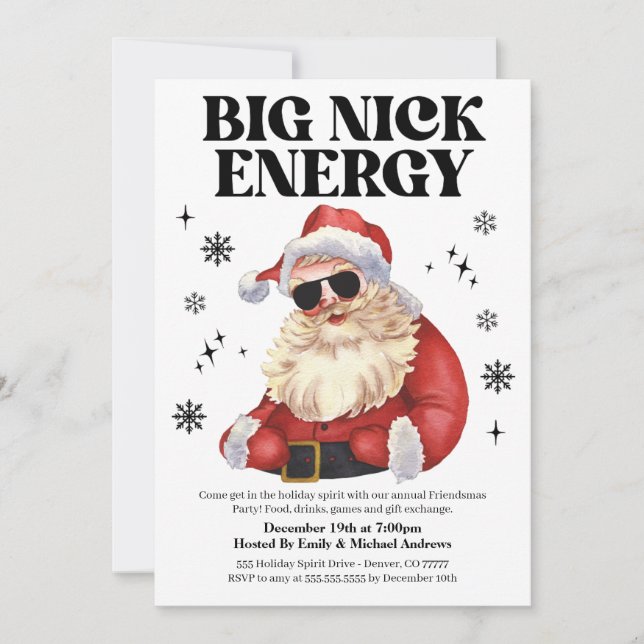 Invitación Big Nick Energy Friendsmas Christmas Party Invite (Anverso)
