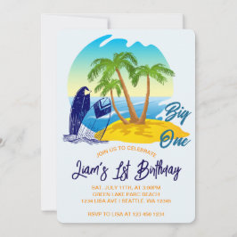 Invitación Big One Birthday Boy Beach Theme Personalized Name