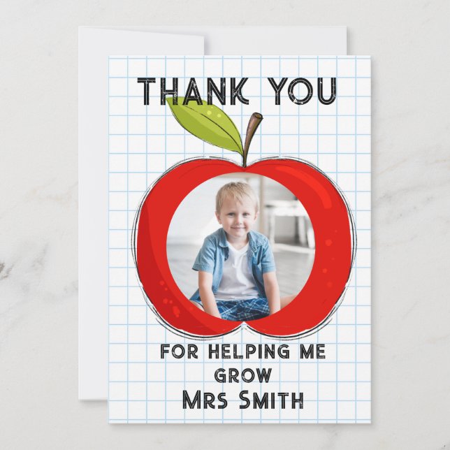 Invitación Big RED apple it takes a big heart photo card (Anverso)