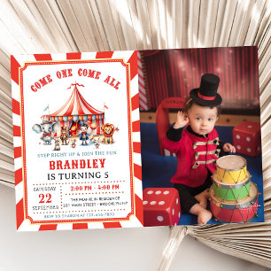 Invitación Big Top Circus Animals Carnival Fotos de cumpleaño