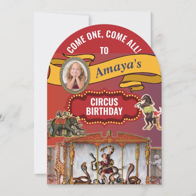 Invitación Big Top Circus Birthday Party (Anverso)