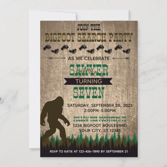 Invitación Bigfoot Birthday Invitation (Anverso)