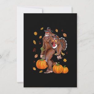 Invitación Bigfoot Sasquatch Pavo Calabaza Feliz Día de Acció