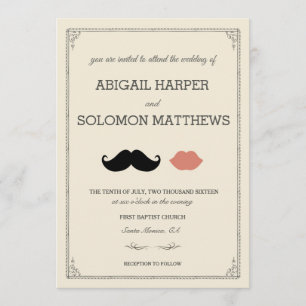 Invitación bigote + beso — Mustache & Lips Wedting