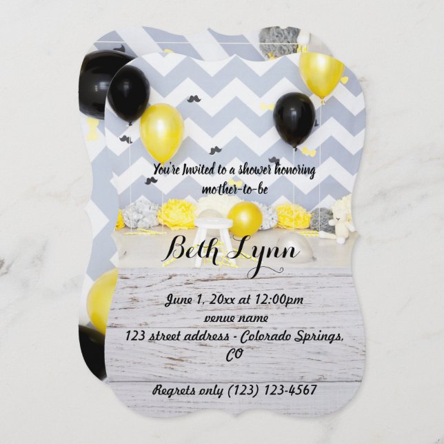 Invitación Bigote de Baby Shower bigotes Destino Destino (Anverso / Reverso)