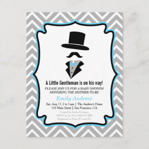 Invitación Bigote de Hipster Hombre Pequeño Niño Baby Shower