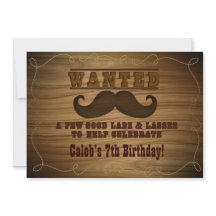 Invitación Bigote de Vaquero del Salvaje Oeste Bus