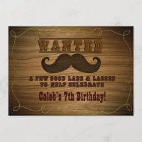 Invitación Bigote de Vaquero del Salvaje Oeste Bus