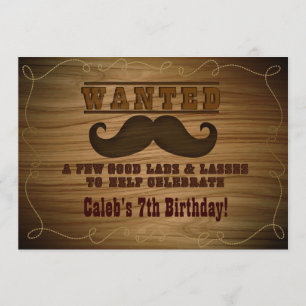 Invitación Bigote de Vaquero del Salvaje Oeste Bus