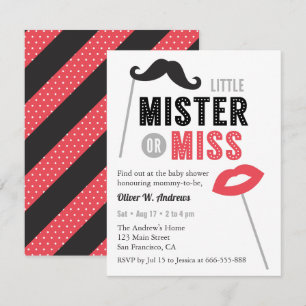 Invitación Bigote Labios Props Revelación de Género Baby Show
