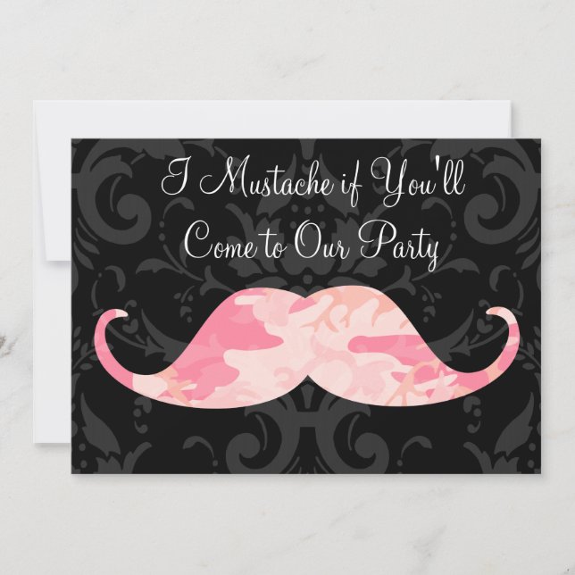 Invitación Bigote rosado de Camo - bigote de I si usted va de (Anverso)