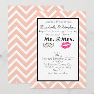 Invitación Bigote y Labios Boda del Sr. y Sra. Melocotón