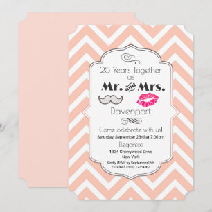 Invitación Bigote y Labios Sr. y Sra. - Aniversario