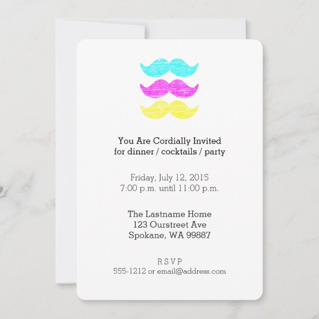 Invitación Bigotes CMY (estilo letterpress) (Anverso)