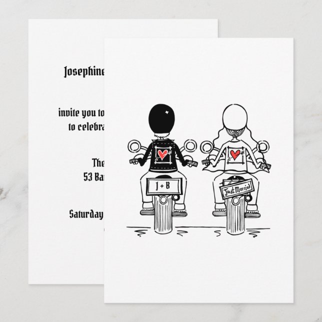 Invitación Biker Motorcycle Wedding Evening Reception (Anverso / Reverso)